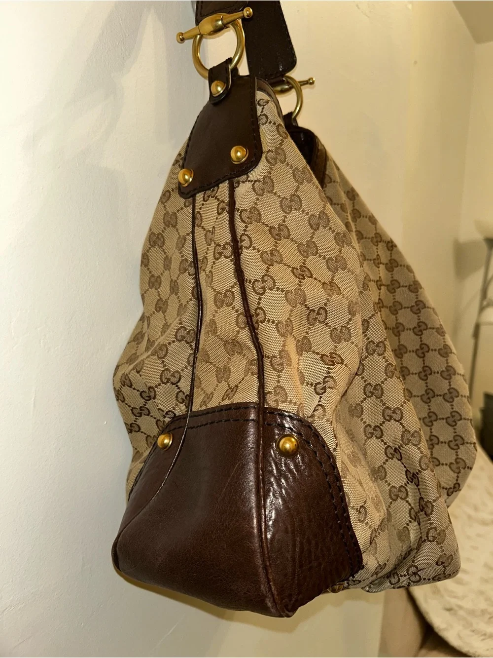 Gucci GG canvas jockey large hobo bag